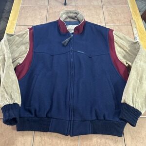 Vintage Cripple Creek Y2K Jacket Mens Sz XL Colorblock Bomber 90s USA Made Wool